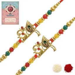 MEIRA JEWELLERY Set Of 2 Rakhi With Roli Chawal & Greetings Card Set-image-57
