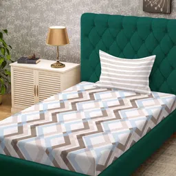 Myntra Elegant Homes White Geometric Printed 300 TC Single Bedsheet Set 2.20 m x 1.50 m-image-80