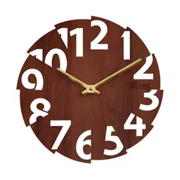 12 fox Coffee Brown & White Contemporary Wooden Round Shaped Wall Clock-12