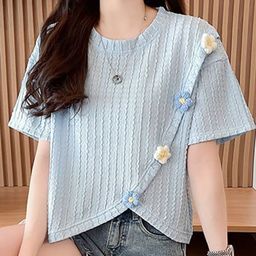 StyleCast x Revolte Self Design Drop-Shoulder Sleeves Round Neck Relaxed Fit T-shirt-picture-2