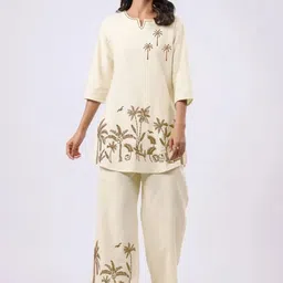 Trendmalls Women's Printed Cotton Top With Trousers Co-Ords Set-picture-23
