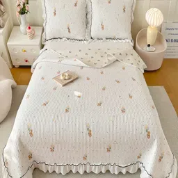 JC HOME White & Brown Printed Double Bed Superking Cover With Pillow Covers -2.5 x 2.3 m-image-51