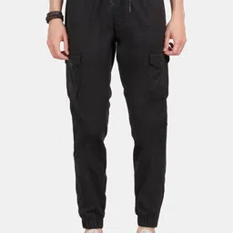 t-base Men Mid-Rise Cotton Joggers Trousers-image-33