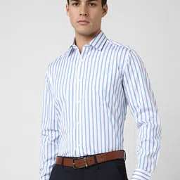 Van Heusen Men Spread Collar Vertical Striped Cotton Formal Shirt-picture-36