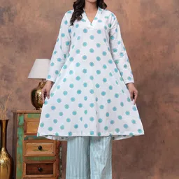 Ka-mee Printed V-Neck Pure Cotton Tunic With Trousers-picture-30