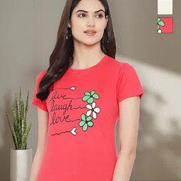 Tromko Women Pack of 3 Floral Printed Round Neck Cotton T-shirts-picture-16