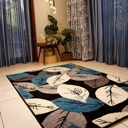 Sapana Carpet-Mats Black Floral Polypropylene Carpet-43