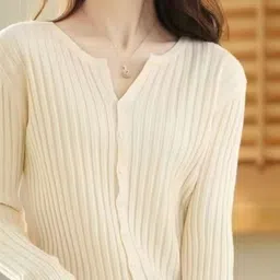 KPOP Women Self Design Button Detail Cardigan-image-94