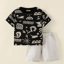 INCLUD Boys Abstract Printed Round Neck T-Shirt With Shorts-image-92