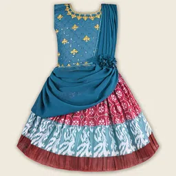 Wish Karo Girls Floral Print Georgette Fit & Flare Dress-22
