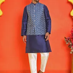 Anouk Men Embroidered Regular Sequinned Kurta with Churidar-picture-18