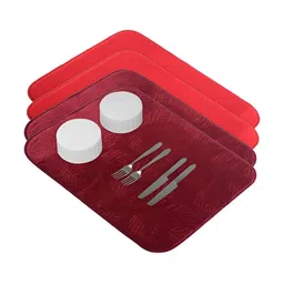Aura 4-Pcs Maroon & Red Floor Microfiber Crockery Dish Drying Kitchen Mats-8