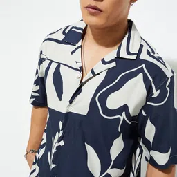 max Men Abstract Printed Cuban Collar Pure Cotton Casual Shirt-picture-14