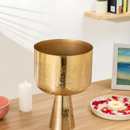 HomeShastra Aureme Intricate Textured Metal Planters With Stand-22