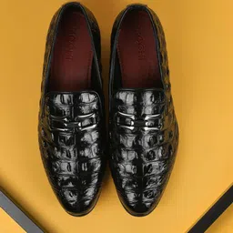 Mochi Men Woven Designed Leather Formal Loafers-image-94