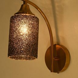 1ST TIME Black & Gold-Toned Textured Glass Cylinder Shaped Wall Lamp-picture-36