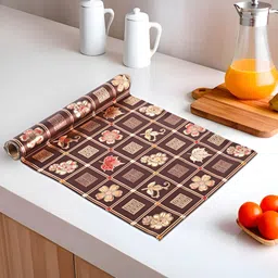 Myntra Elegant Homes Brown & Red Floral Printed Shelf Liner Organiser-64