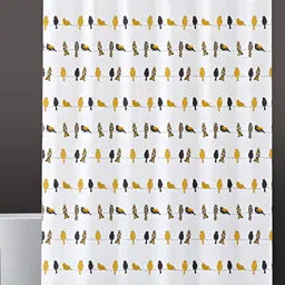 Lushomes Yellow & White Printed Shower Curtains-17