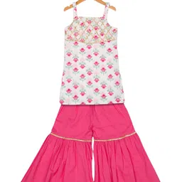 AATYA KIIDS Girls Ethnic Motifs Printed Regular Gotta Patti Pure Cotton Kurti with Sharara-picture-33