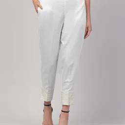 FLOREOS Women Textured Embroidered Comfort Easy Wash Trousers-picture-14
