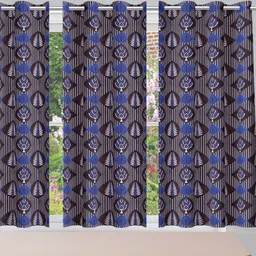 POORAK Blue 3 Pieces Floral Sheer Window Curtain-image-38