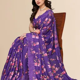 Moda Rapido Floral Printed Embroidered Saree-picture-22