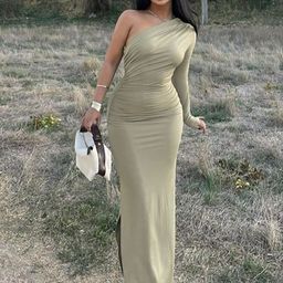 StyleCast x Revolte One Shoulder Satin Bodycon Maxi Dress-image-47