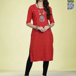 Moda Rapido Selection Of 3 Geomteric Printed Round Neck Straight Kurtas-image-77