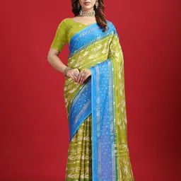 NIRMAL CREATION Abstract Printed Saree With Blouse Piece-picture-1