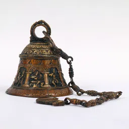 Exotic India Copper Toned Brass Double Chola Krishna Temple Hanging Bell-image-29