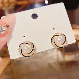 Celestria Artificial Stones Studded & Beaded Korean Contemporary Studs-image-88