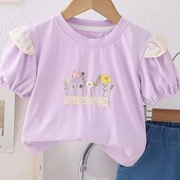 LULU & SKY Girls Floral Printed Pure Cotton T-shirt With Shorts-image-40
