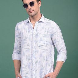Crimsoune Club Men Classic Fit Abstract Printed Spread Collar Cotton Casual Shirt-image-86