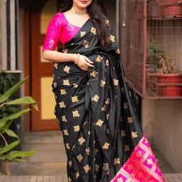 revika Woven Design Zari Pure Silk Kanjeevaram Saree with Blouse Piece-25