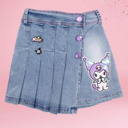 CUTECUMBER Pleated A-Line Denim Skirt-image-25