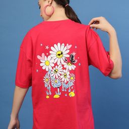 Popster Women Printed Drop-Shoulder Sleeves Pure Cotton T-shirt-image-67