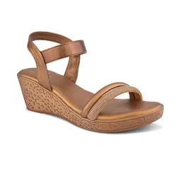 XE Looks Copper Leather Wedge Heels-image-24