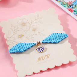 Sangria Pearls Unique Design Thread Rakhi with Roli Chawal Chandan & Mishri-image-24