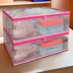 Kuber Industries Pink Set of 2 Regular Multi-Utility Organisers-5