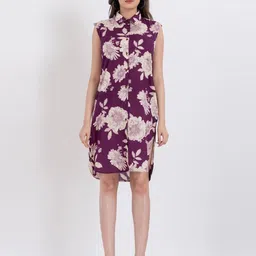 Kartikeya Jaipur Women Floral Print Cotton Shirt Dress-image-98