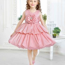 Lagorii Girls Floral Applique Satin Fit & Flare Dress-image-56