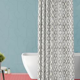 ArtzFolio White & Grey Printed Waterproof Shower Curtain-image-72