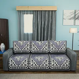 Kuber Industries Grey & White Printed Cotton Sofa Cover-image-96