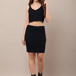 NoBarr Self-Design Pure Cotton Top With Skirt Co-Ords-20