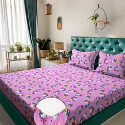 KLOTTHE Kids Purple Cartoon Character 400 TC Cotton King Bedsheet Set 2.50 m x 2.25 m-image-25