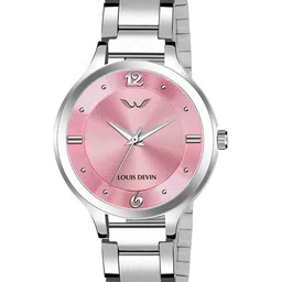 LOUIS DEVIN Women Brass Dial & Stainless Steel Straps Analogue Watch LD-L158-PNK-image-41