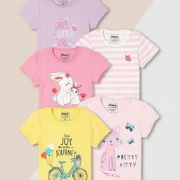 max Girls Typography 5 Printed Applique T-shirt-image-20