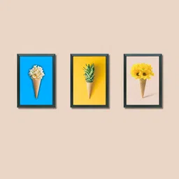 Aisha Decorz Black & Multicoloured Set of 3 Piece Wood Abstract Wall Photographs-picture-1