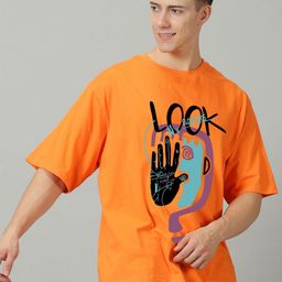 SLOWLORIS Men Graphic Printed Round Neck Oversized T-shirt-image-77