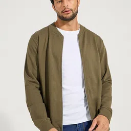 Styli Stand Collar Long Sleeves Relaxed Bomber Jacket-picture-52